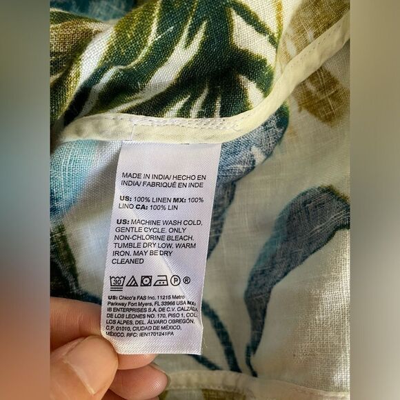 Chico's Linen Matching Set Size 2R  L Tropical Print Jacket And Straight Pants - Picture 12 of 16